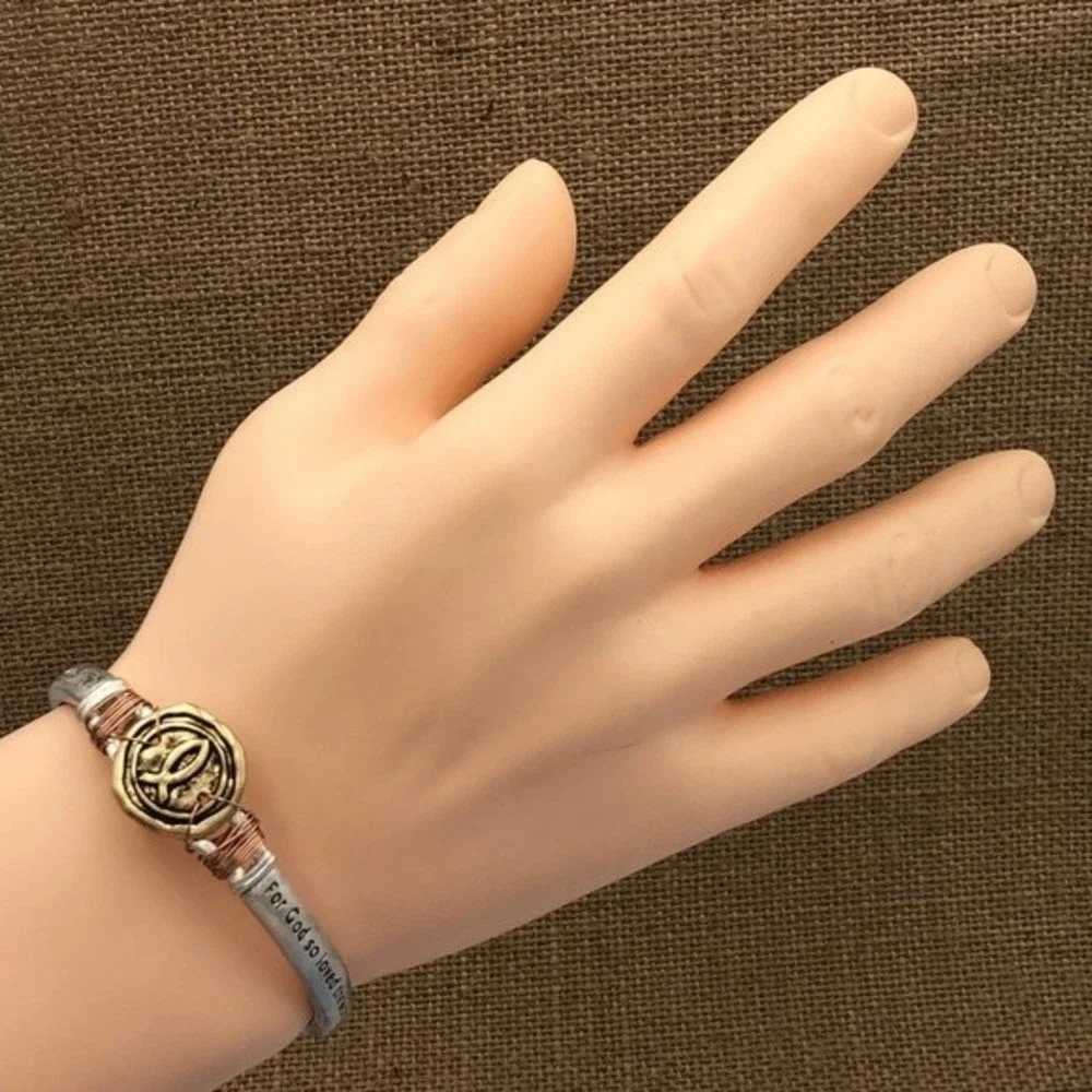 🌼 John 3:16 Bible Verse Tri-tone Stretch Bracelet